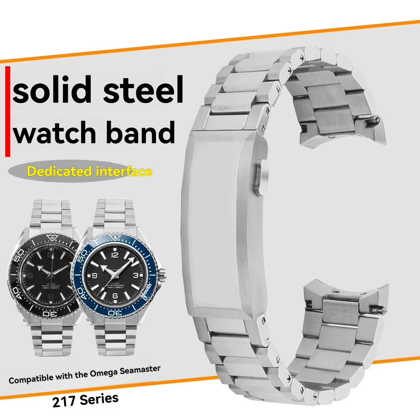 21mm Curved End Watch Chain for Omega Seamaster 600 Fourth Generation Ocean Universe 217 Watch Stainless Steel Watch Strap