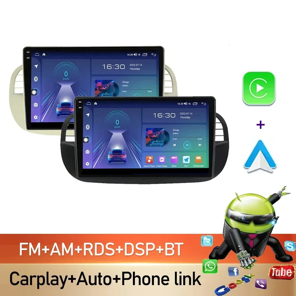 

IPS HD Touch Screen DSP Android 14 Car Player FOR FIAT 500 Radio GPS RDS 4G+WIFI Bluetooth Steering wheel Control Stereo Carplay