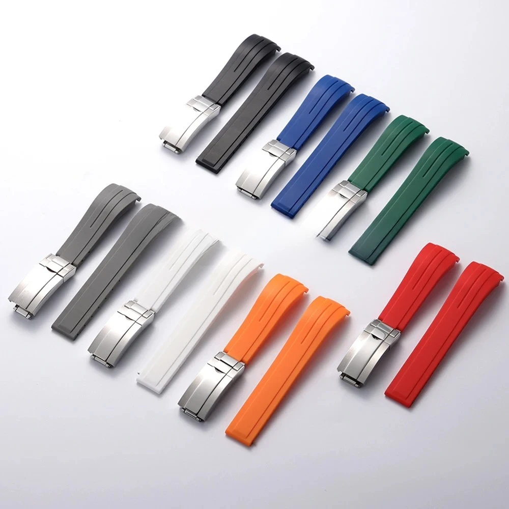 قوس المطاط حزام الساعات 20 21 مللي متر 22 مللي متر ل رولكس دايتونا يخت ماستر الترا مرنة مريحة سيليكون للطي مشبك حزام منحني #2
