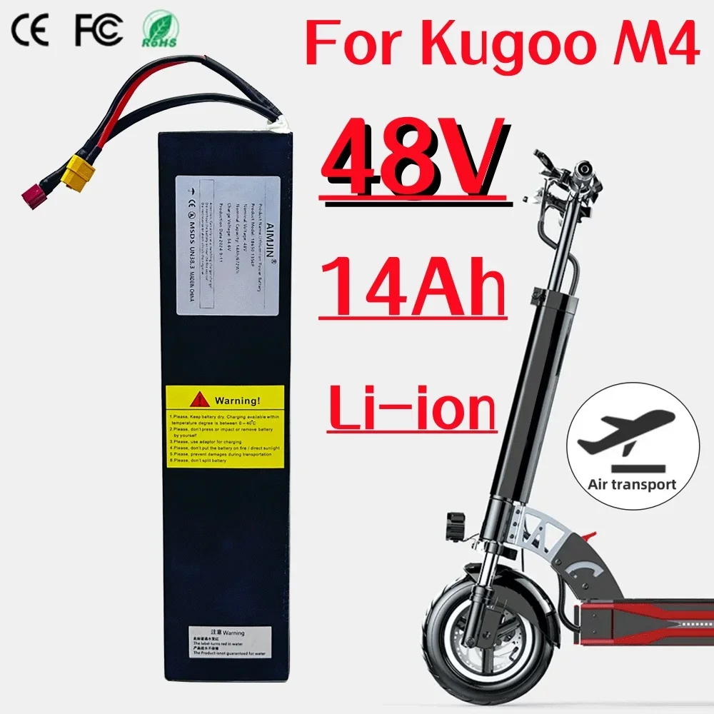 

2024 for Kugoo M4 Electric Scooter Rechargeable Battery Pack (48V 14000mAH) Li-ion 18650 13S4P 499.2Wh XT60+Tport plug with BMS