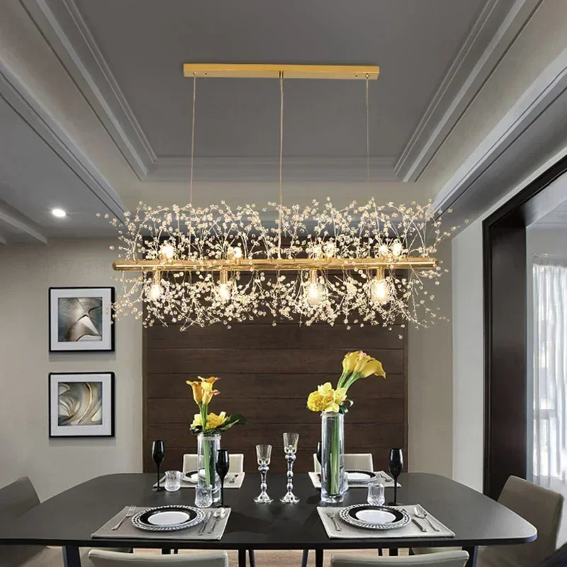 Modern Nordic Decorative Hanging Crystal Bulb Dandelion Living Dining Room Home Decoration Led Chandeliers Pendant Lights Luxury