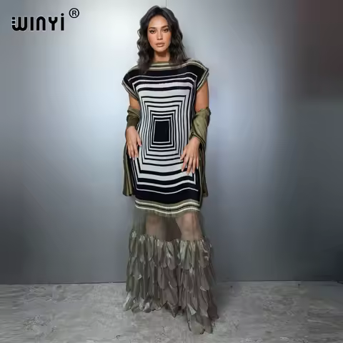 WINYI Pleated Elastic slim dress beach cover with scarf kaftan abaya dubai luxury party dress evening dress abaya muslim woman