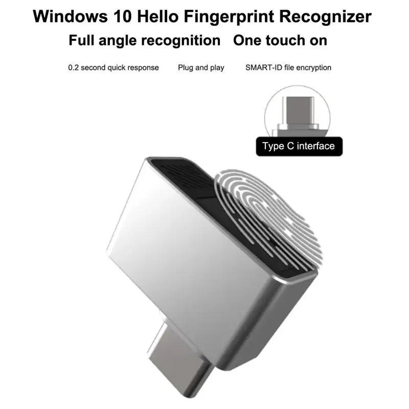 【Big Deal】Mini USB Fingerprint Reader For Windows 7/10/11 Type-C Biometric Scanner Laptop PC Fingerprint Unlock Module Easy Inst
