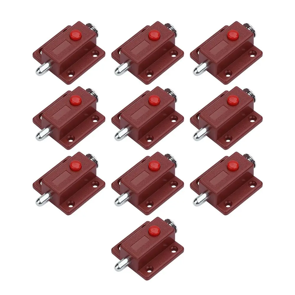 10PCS Spring Safety Button Automatic Door Bolts Solid Door Latch Cabinet Door Suction Latch Lock