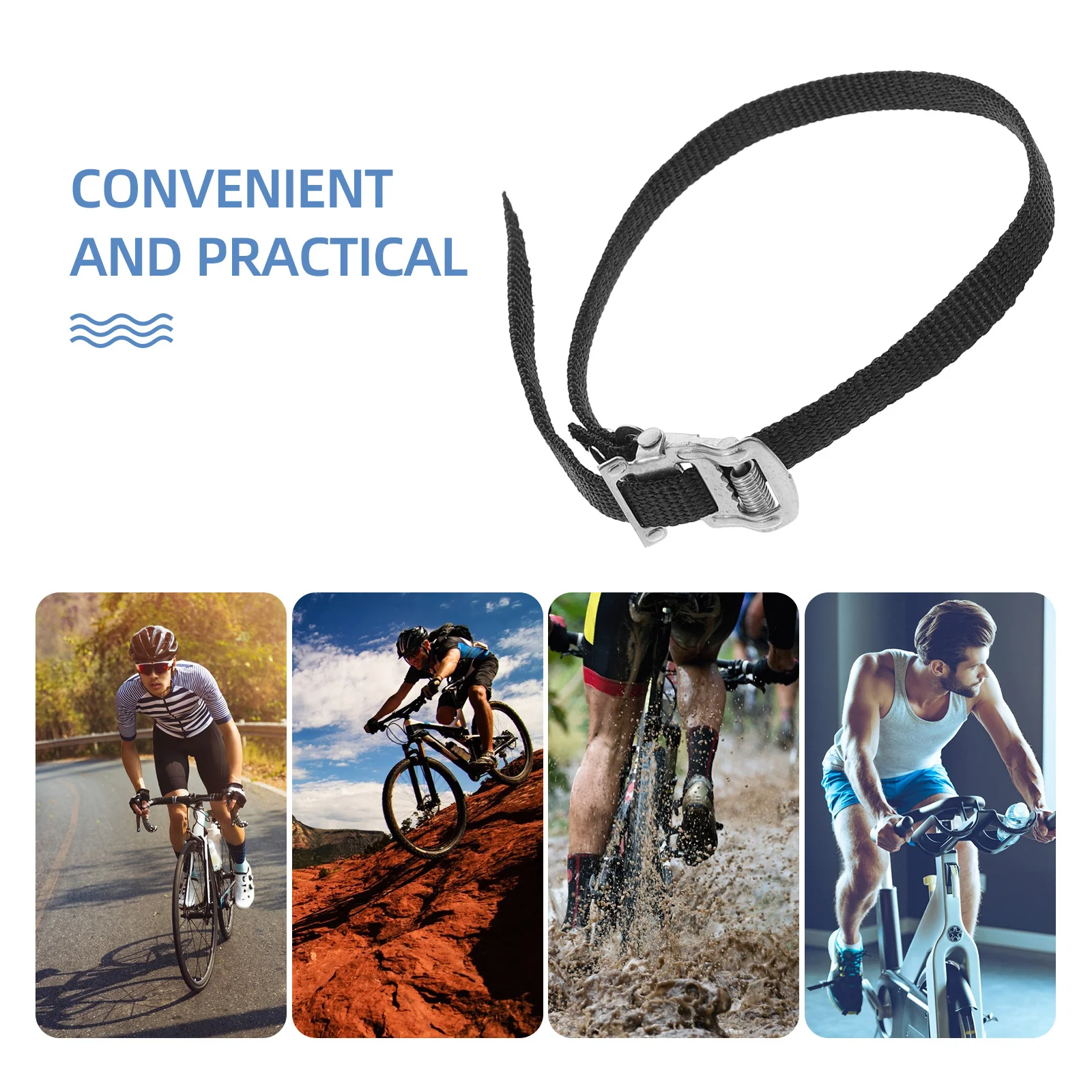 

5pcs Exercise Bike Pedal Straps Adjustable Footrest Straps For Gym Cycling Universal Anti-Slipping Replacement Fitness