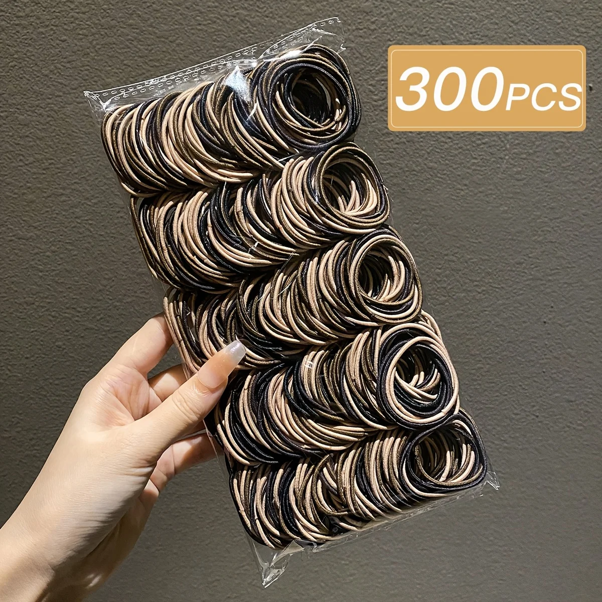 

300Pcs for Women, Black Coffee, Fashionable and Simple, High Elastic Hair Band, Suitable for Daily Use and Gifts
