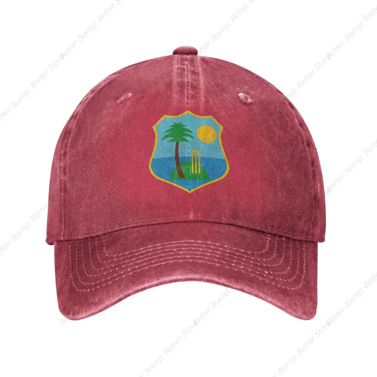 West Indies Cricket Board Flag Baseball Cowboy Hat Adjustable Trucker Hat Red