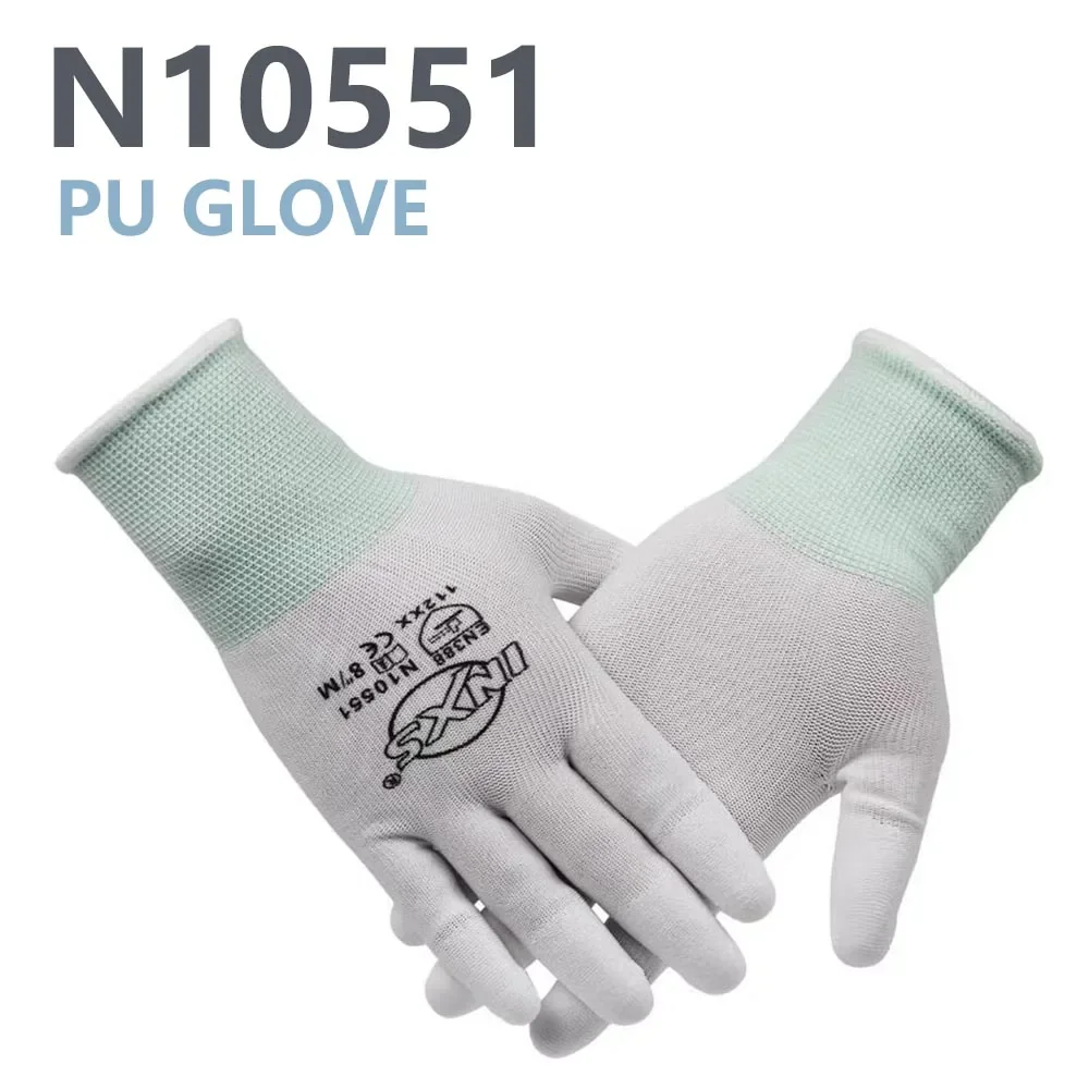N10551 PU Coated Work Gloves Lightweight Breathable Flexible Non‑Slip Safety Gloves  #0727