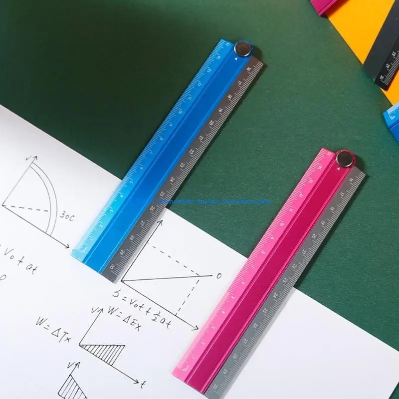 367D Metal Drawing Rule Foldable Rule Aluminum Measuring Tool Multifunctional Rule for Stationaries Students Kids Use