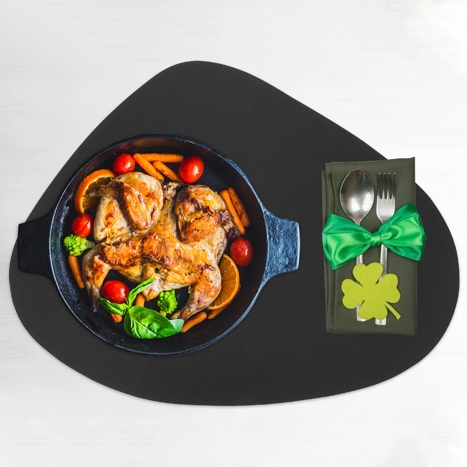 

4Pcs Heat Insulation Drop-Shaped Dining Table Mats Waterproof PU Skid-Proof Anti-Scald Coasters for Daily Use