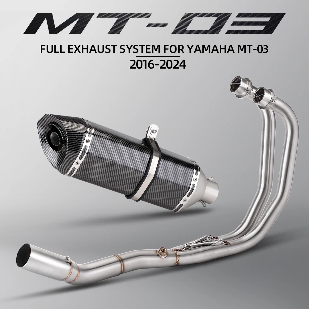 

Выхлопная труба для мотоциклов YAMAHA MT03 R3 MT25 R25 2015-2026, комплект выхлопной системы с передней соединительной трубой, глушителем и гоночным коллектором