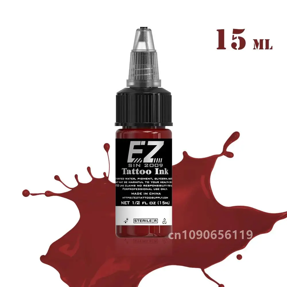 EZ Tattoo InK 15ML/Bottle Vibrant Smooth Tattoo Inks Pigment for Precise Outlining Beauty Skin Body Art 25 Colors