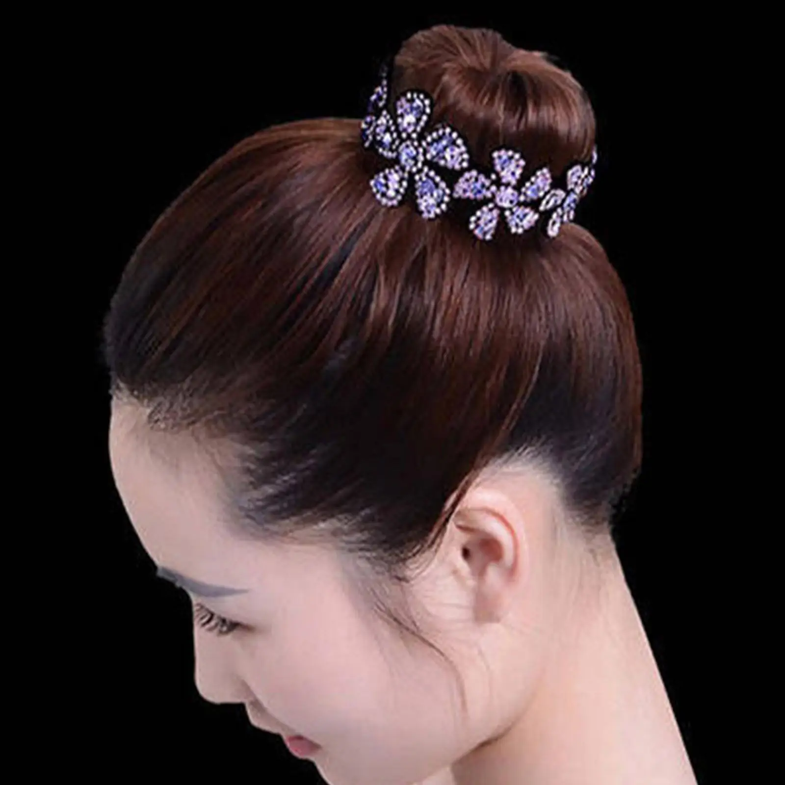 Shiny Rhinestone Flower Ponytail Holder Twist Bun Shaper Grips Claw, Stone Crystal Hair Women Clips Hair Sparkling Tool Bra M0S9