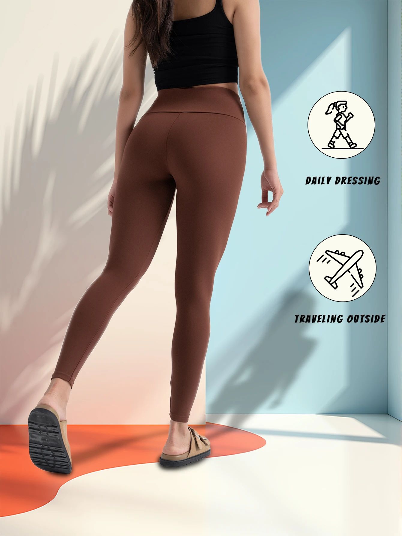 Hohe Taille, Aloe-Yogahose für Damen, braun, elastisch, hebend, zweite Haut, atmungsaktiv, Bauch, Sommerkontrolle, lässige Leggings mit Hintern