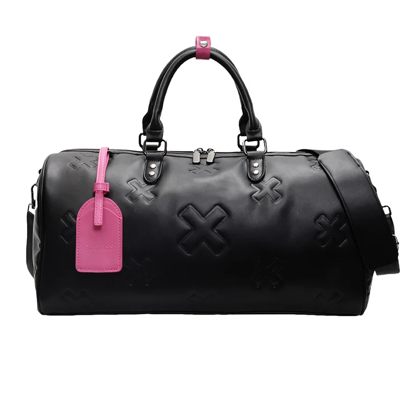 Travel Tote Handbag Women'S Fashion Casual PU Leather Bag Gym Yoga Pocket Luggage Duffle Shoulder Sports Outdoor Weekend Bag