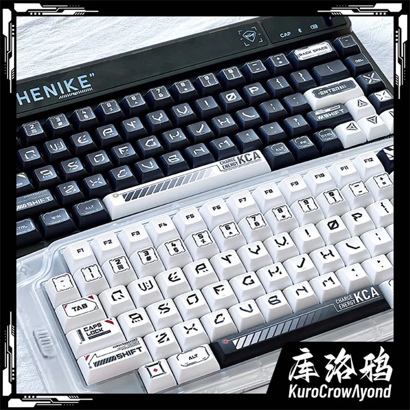 PBT Keycap KBT KWT Black White Technology 142 Keys/Set KCA Profile DIY Custom Desigh ISO Enter For Mechanical Keyboard