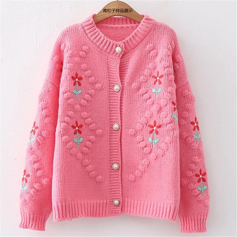 Early Autumn Knitwear Coat Spring Fall New Cardigans Design Embroidered Lazy Sweater For Women Thicken Warm Tops Cardigan Femme