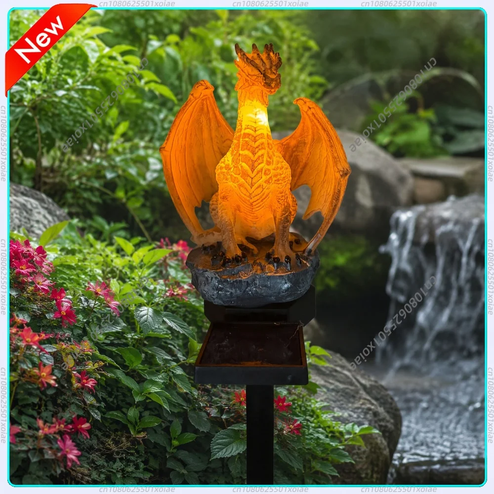 Outdoor Dragon Statue Lamp Energy-Efficient Resin Dragon Lamp Unique Gothic Shape for Home Yard Lawn Porch Balcony Decor
