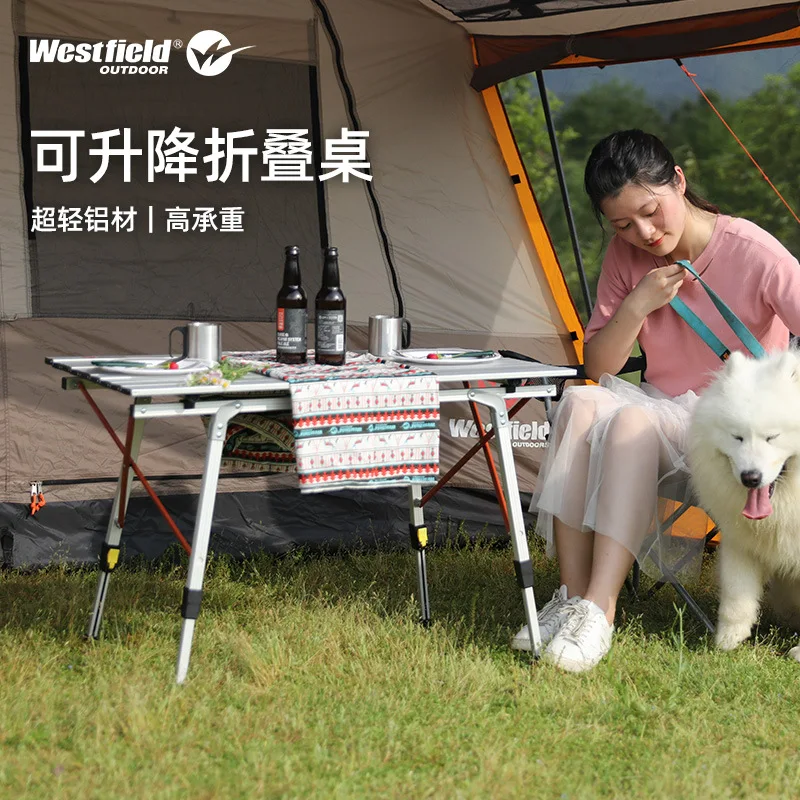 2023 new Outdoor folding table Chicken rolls table camping table portable aluminum alloy picnic table and chair equipment