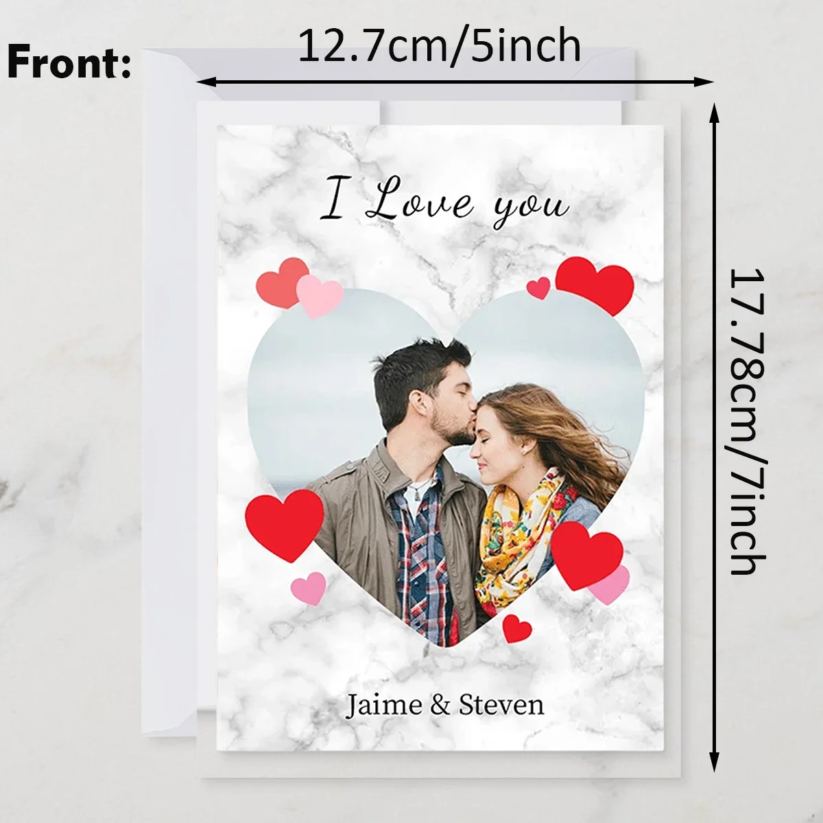 Personalisierte Grußkarten mit Bildern und Text, mit individuellem 'ICH LIEBE DICH' - Perfekt für Hochzeiten, Jahrestage, Geburtstage – Detail 6
