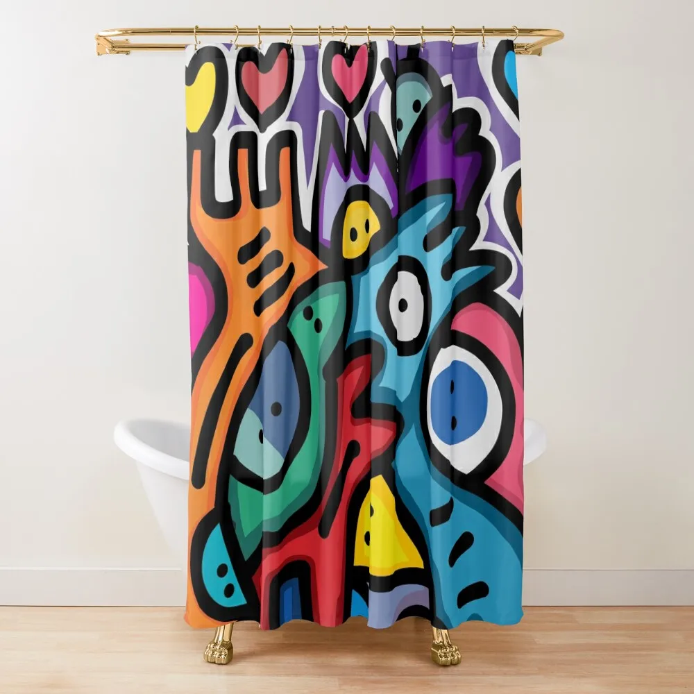 

Life is Cool with Love Street Art Pop Graffiti Shower Curtain Elegant Bathroom Bathroom And Shower Cover Curtain