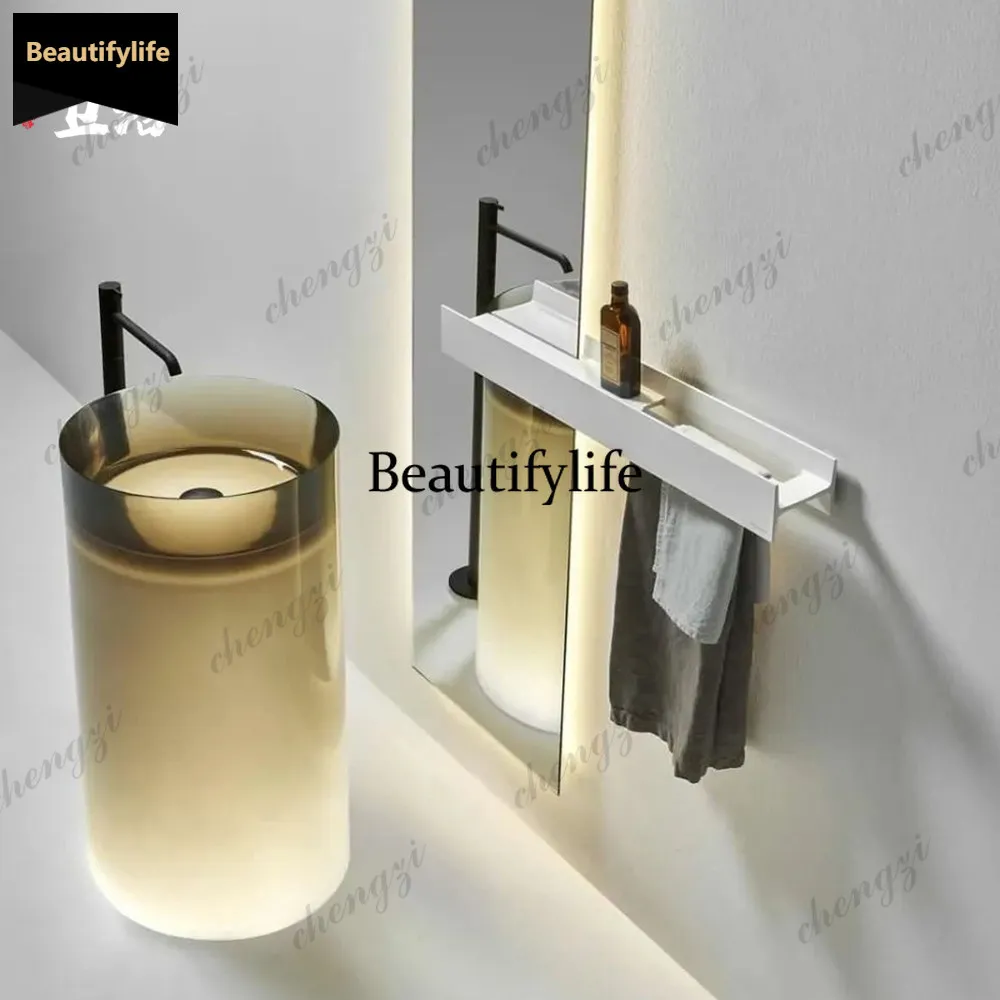 Guhe Transparent Luminous Balcony Hotel B & B Small Unit Hand Wash Basin Wash Table Pillar Basin Sink Pool
