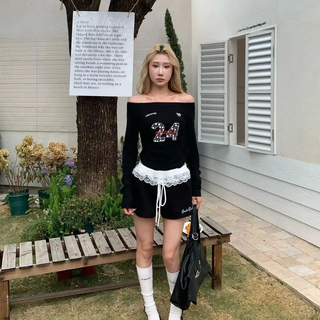 Korea Version Lace Sexy Hot Girl Low Waist Embroidered Shorts Women Summer New Versatile Casual Spliced ​​Lace Sports Pants