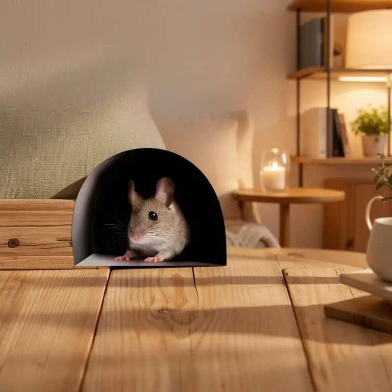VIKAMA Realistic Probe Mouse Hole Wall Sticker, Self-Adhesive Creative 3D Decal for Living Room Entrance Room Decor