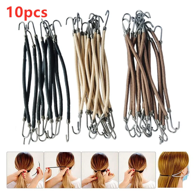 10 Pieces Trendy Double Hooks Hair Band Rubber High Elastic Hair tie Ponytail Headwear Women Styling Tools Hair Accessory