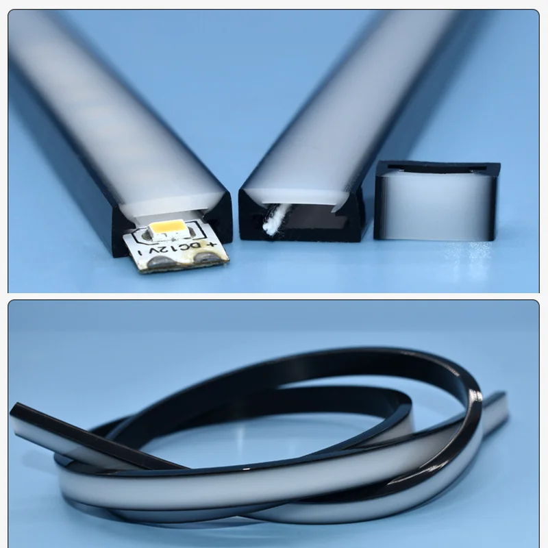 LED Silicone Neon Tube Waterproof Transparent Matte Silica Gel Protection Cover Ribbon Strip Light Channel T0511 T0513 T0515