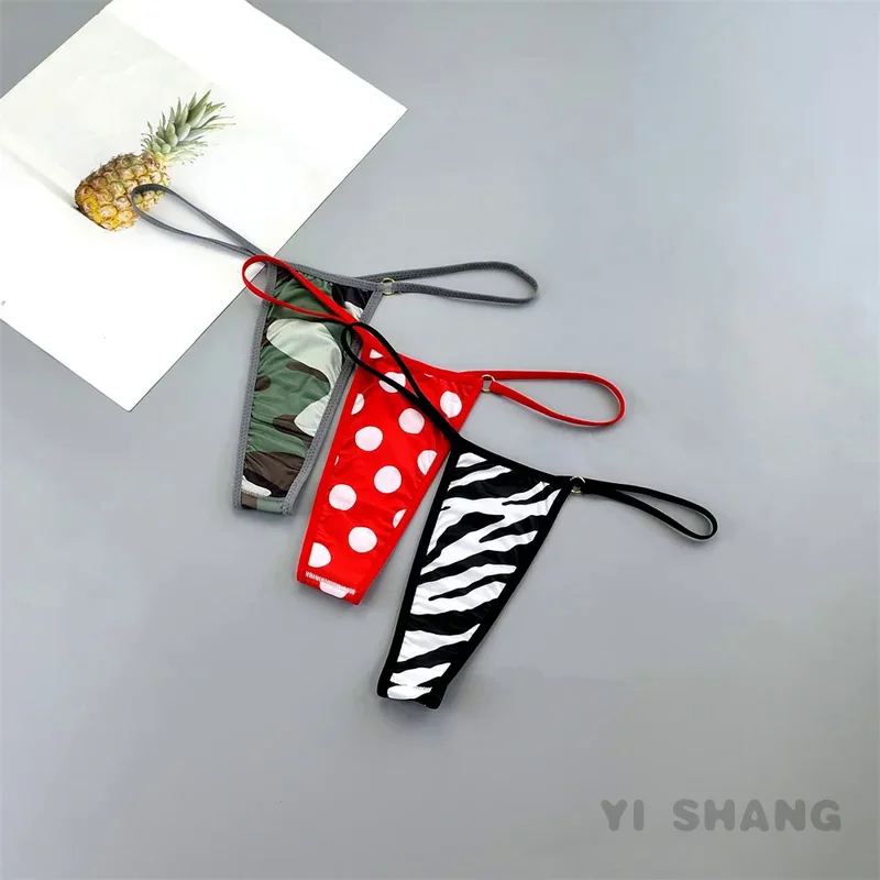 3 pcs/pack invisible sexy women thin nylon sexy printed camouflage leopard girls lovely G-string mini underwear M/L