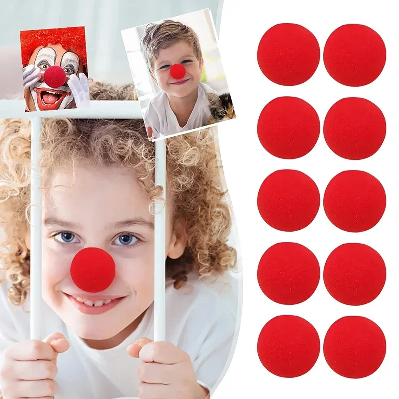 10pcs Red Ball Foam Clown Nose Halloween Party Cosplay Costume Circus Props Festival Make Up Clown Nose Performance Decoration image 2