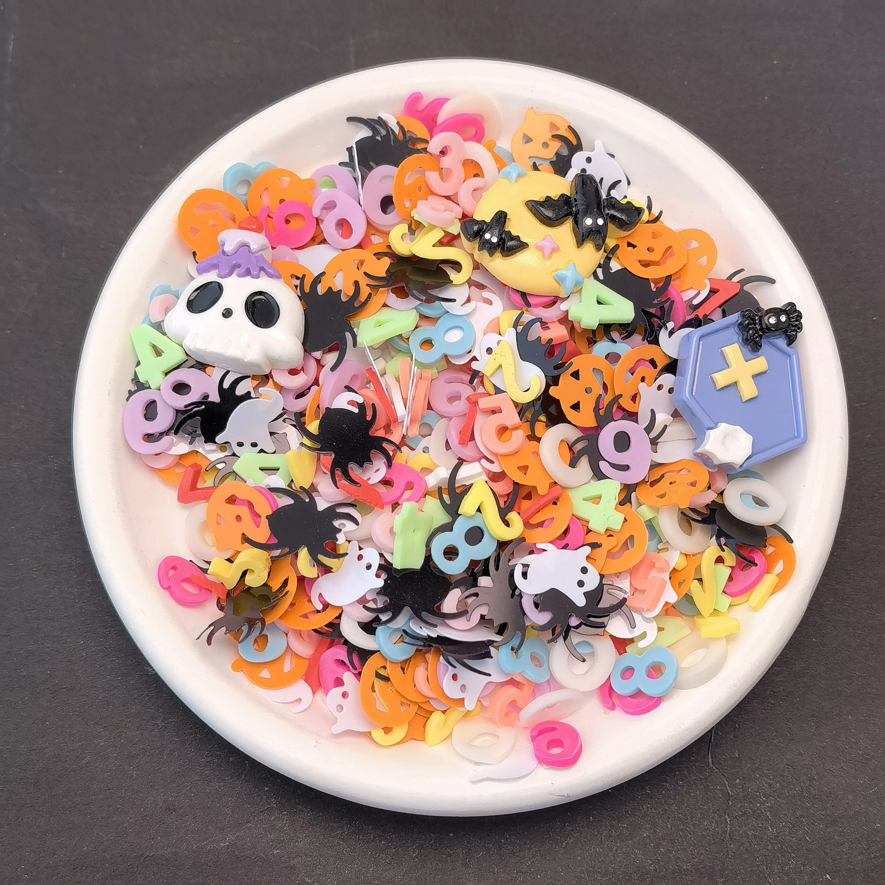 DIY Craft Slime Sprinkles Halloween Pumpkin Black Bat Spider With  Resin Charms Mix Polymer Clay Sprinkles Slices