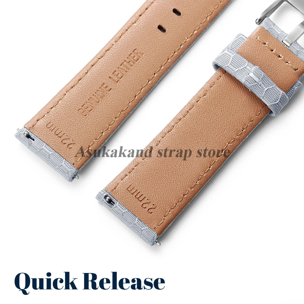 Нейлоновый кожаный ремешок для часов 20 мм 22 мм для Amazfit GTS, Huawei, Samsung, быстросъемный сменный ремешок для мужских часов