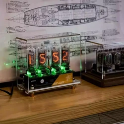 4-bit IN14 Glow Tube Clock Module Nixie Clock Audio Accessories with Backlight Clock and Acrylic case