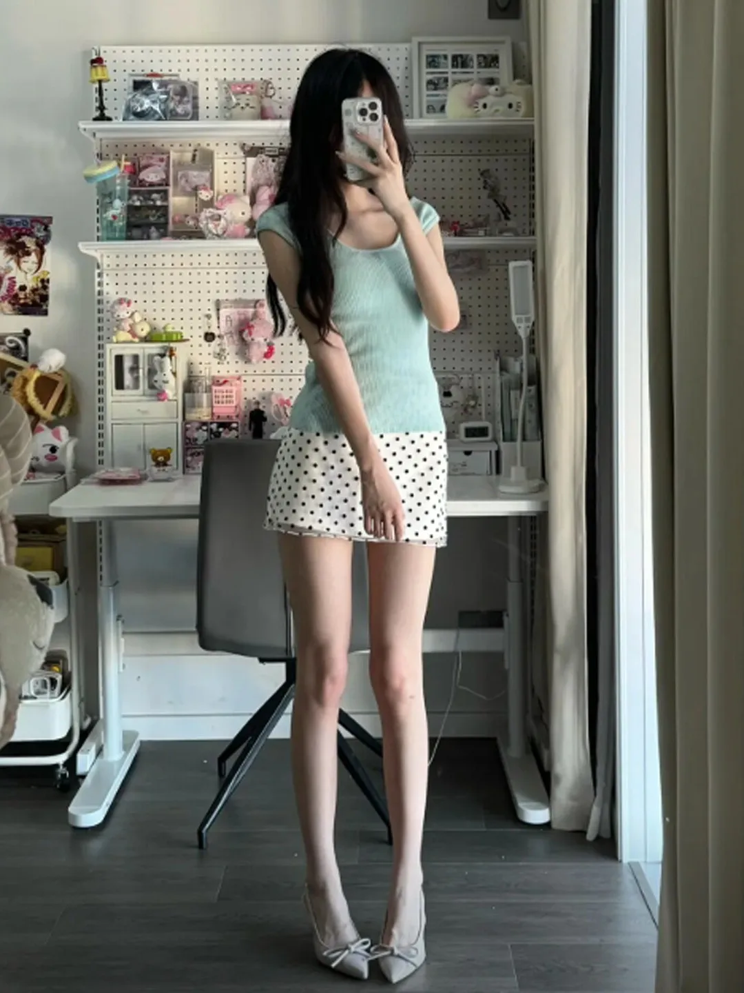 

Summer Polka Dot Halter Neck Short Sleeve T-Shirt And High Waist Skirt Two Piece Set Women's Comfortable Fashion Outfit