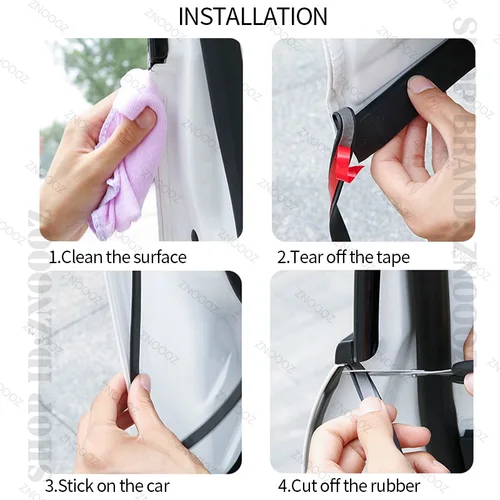 Imagen 2 del producto Para Tesla Model S 3 X Y tira de sellado de puerta de coche Protector de sellado de doble capa de goma tira insonorizada tira de sellado a prueba de polvo 12 Uds