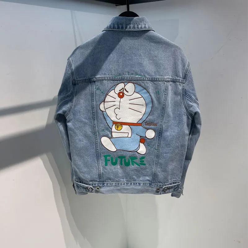 

Faionable Spring Jaet for Men Casual Waed Denim Embroidery Youth Outerwear Urban Sle Long Sve Collar irt ket ...