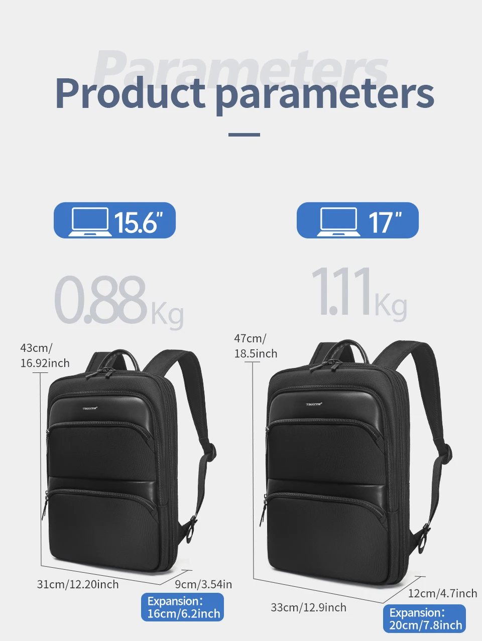 Tigernu Erweiterbare Rucksäcke Für Männer 15,6 zoll Laptop Rucksack Männliche Dünne Business Rucksäcke Schule Reisetasche College Schul – Detail 6