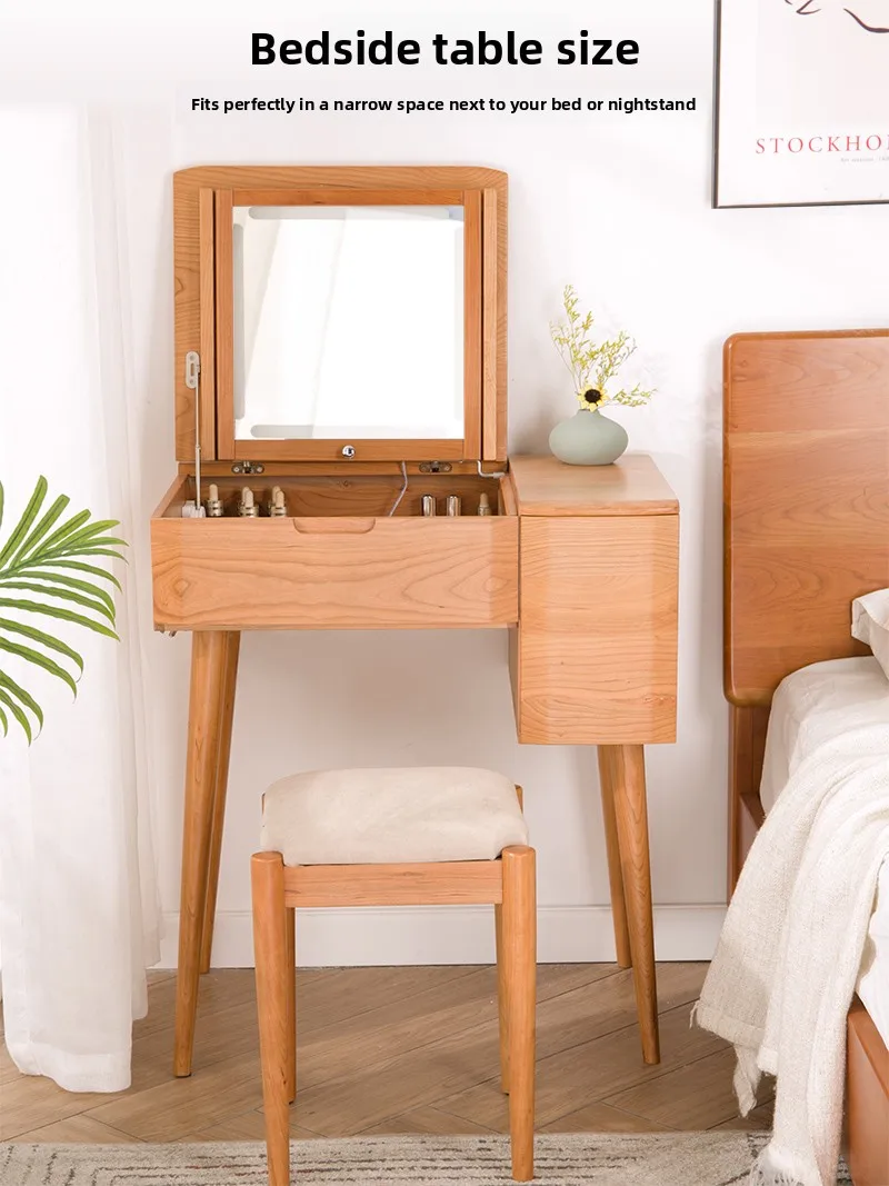 Japanese-style solid wood dresser, small flip-top bedroom, dressing table, small computer table, locker, integrated dressing