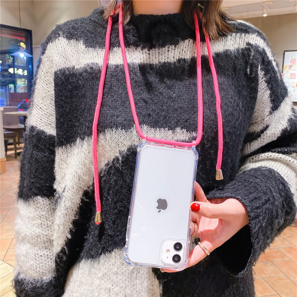 Crossbody-Halskordel-Hülle für iPhone 18 17 16 15 13 Pro Max 12 Mini 14 Plus, transparente Handyhülle mit Trageband – Detail 3