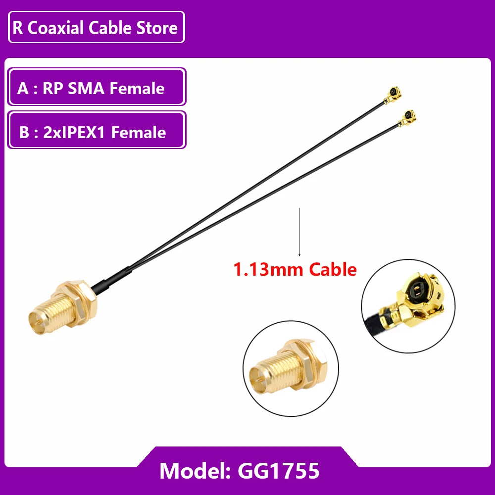 1PC SMA żeńskie do podwójnego MHF4 IPEX1/4 żeńskie IPX U.fl Y typ Splitter Combiner RF1.13 0.81 Pigtail RF Coax Extension Jumper