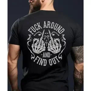 Camiseta gráfica FAFO de manga corta para hombre, estilo casual urbano - Camiseta divertida con la frase "Fck Around and Find Out", regalo ideal para el Día del Padre, prenda superior para hombre