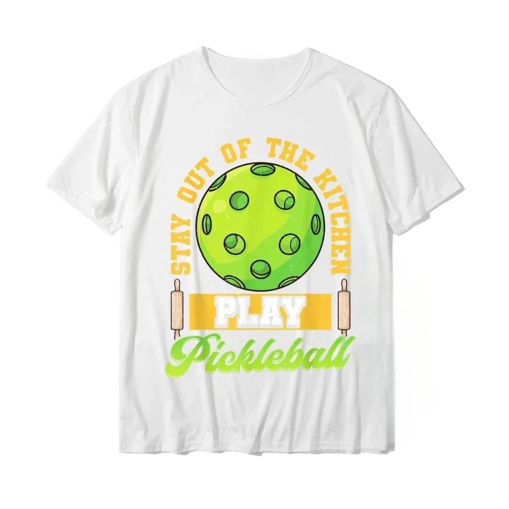 Funny Stay Out of The Kitchen Play Pickleball T-Shirt Plain Men Tops T Shirt Camisa Streetwear Men Clothing Harajuku