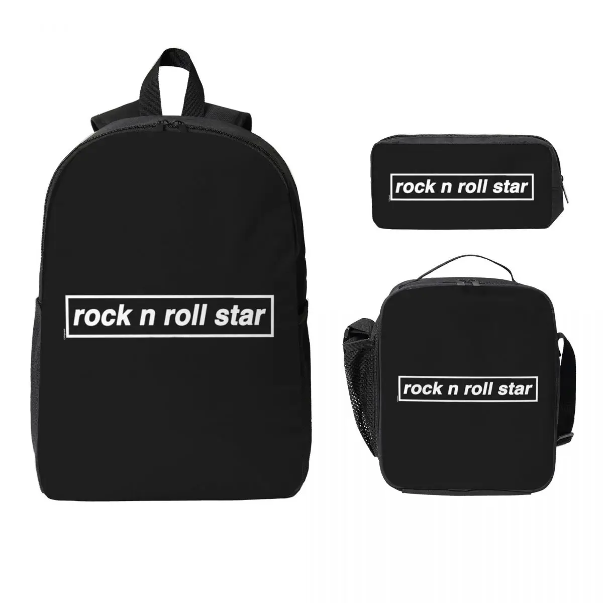 Rock N Roll Star Backpack Student Boys Girls BookBag School Bag Computer Shoulder Bags 3ps Insulated Lunch Bag Pencil Case
