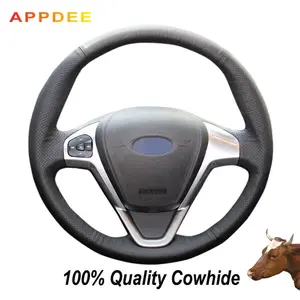 APPDEE-Cobertura de Volante Automóvel para Ford Fiesta, Couro Genuíno Preto, 2008, 2009, 2010, 2011, 2012, 2013, 2014, 2015, 2016 8 principais vendas acessorios do ecosport 2008 - №7