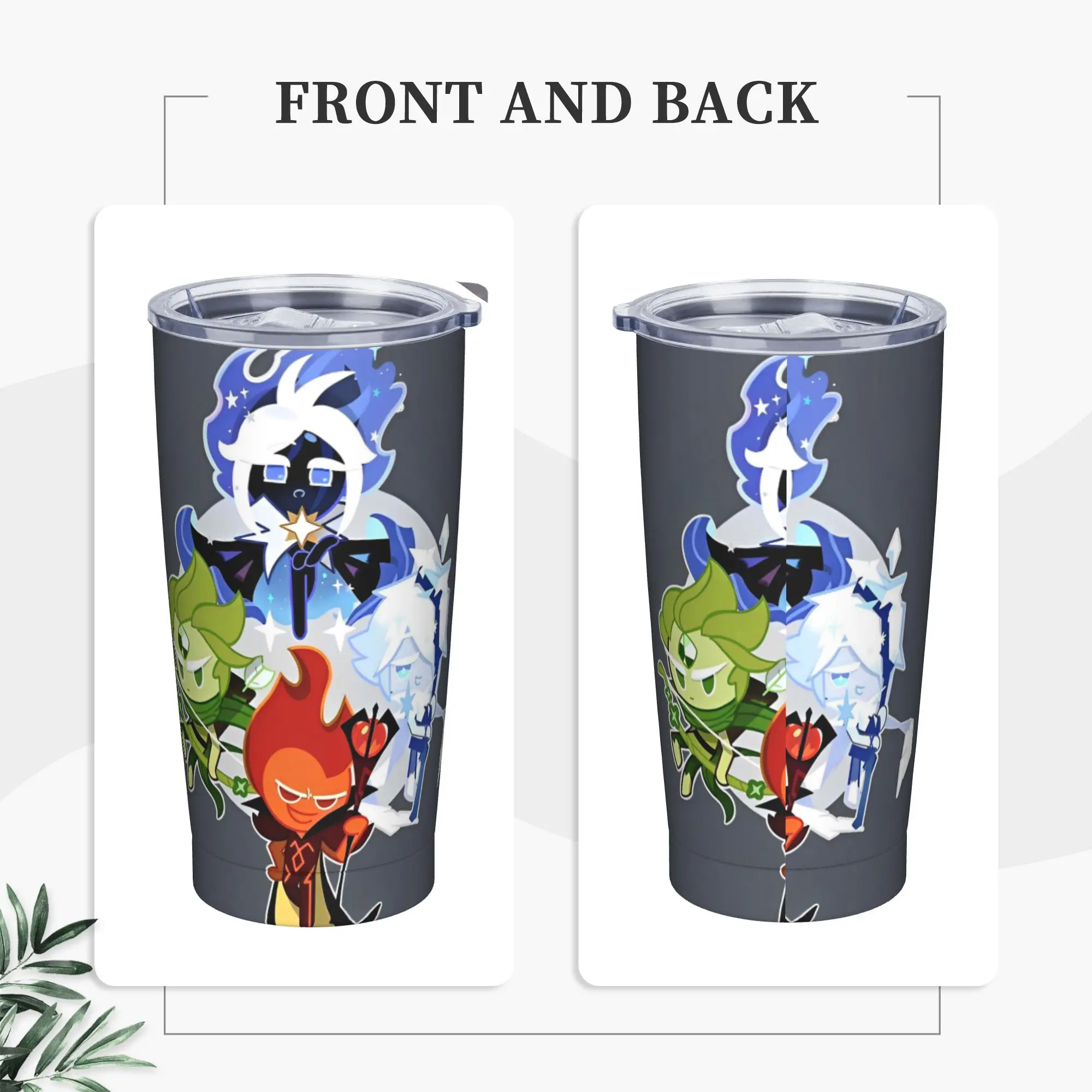 Cookie Run Kingdom Insulated Tumbler with Straws Role-Playing Gacha Stainless Steel Thermal Mug Double Wall Car Bottle Cups 20oz