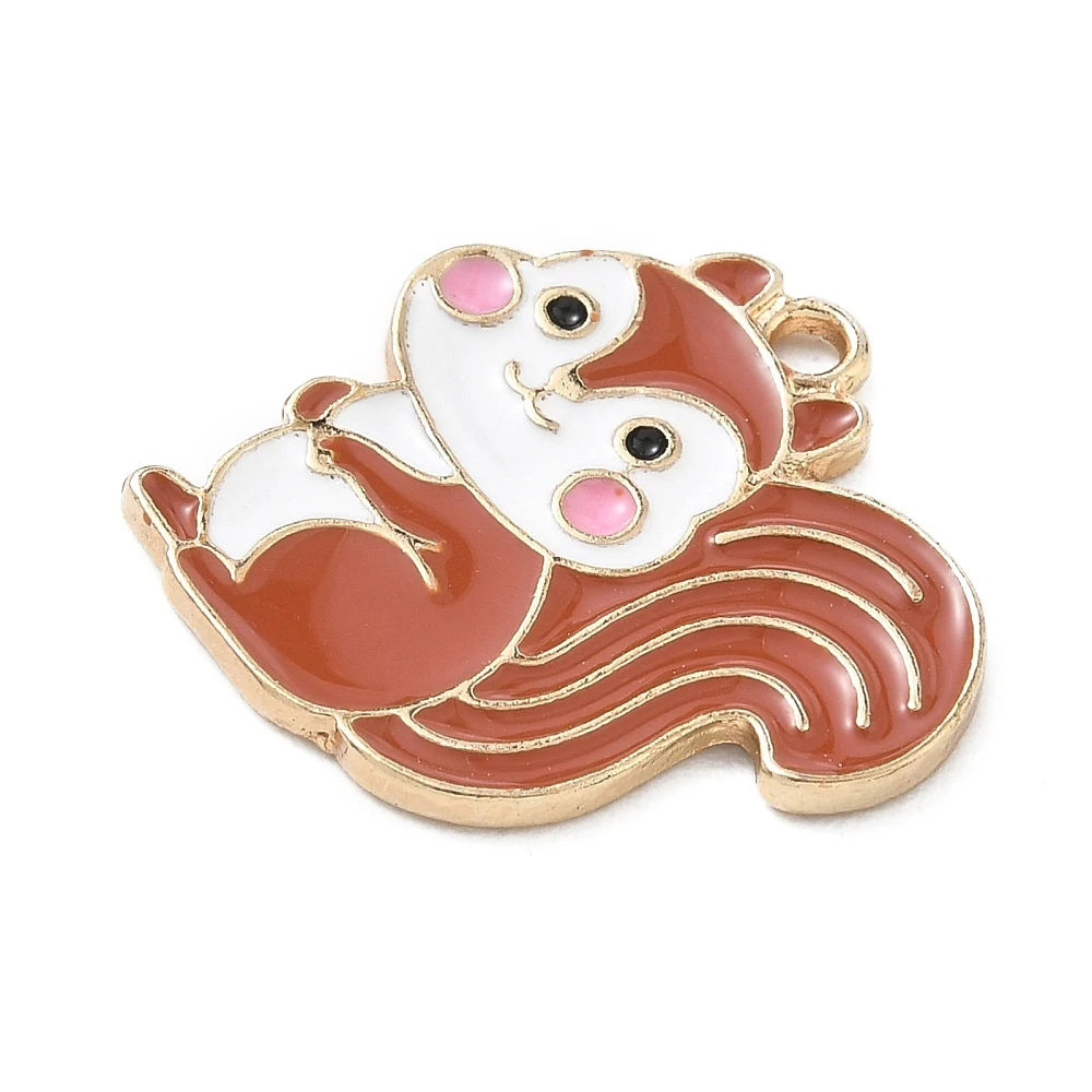 60pcs Alloy Enamel Squirrel Charms Cute Brown Animal Pendants Bulk for DIY Necklace Bracelet Handmade Craft Jewelry Making