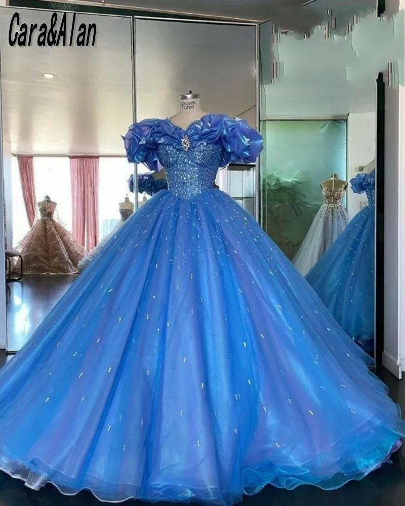 Cara & Alan-vestidos De quinceañera con hombros descubiertos para niñas, vestidos De graduación De cumpleaños, con cuentas, 2023