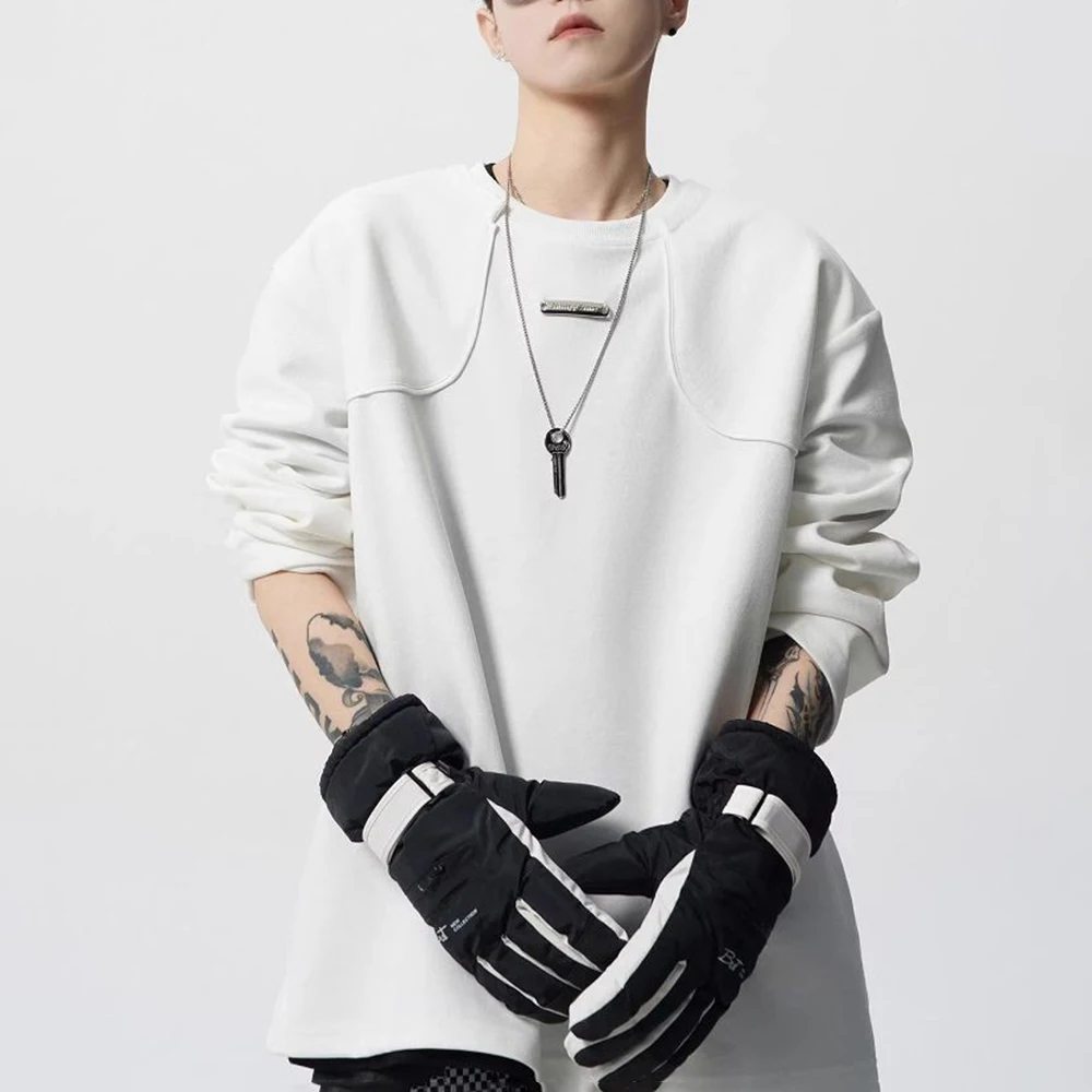 

Men's Solid Color Deconstructed Long-Sleeved Sweatshirt American Retro Fashion Trend Street Hip-Hop Loose Niche New Men's Tops